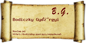 Bodiczky Györgyi névjegykártya